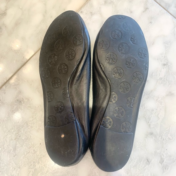 Tory Burch Minnie Travel Leather Ballet Flats Black & Silver 8.5 - Picture 6 of 8